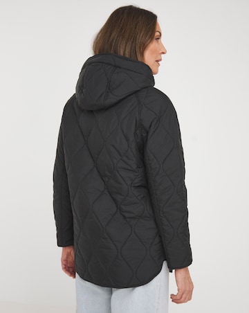 Black Hooded Quilted Jacket