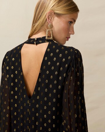 Ro&Zo Circle Foil V Neck Mini Dress