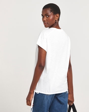 White Crew Neck Bubble Hem Top