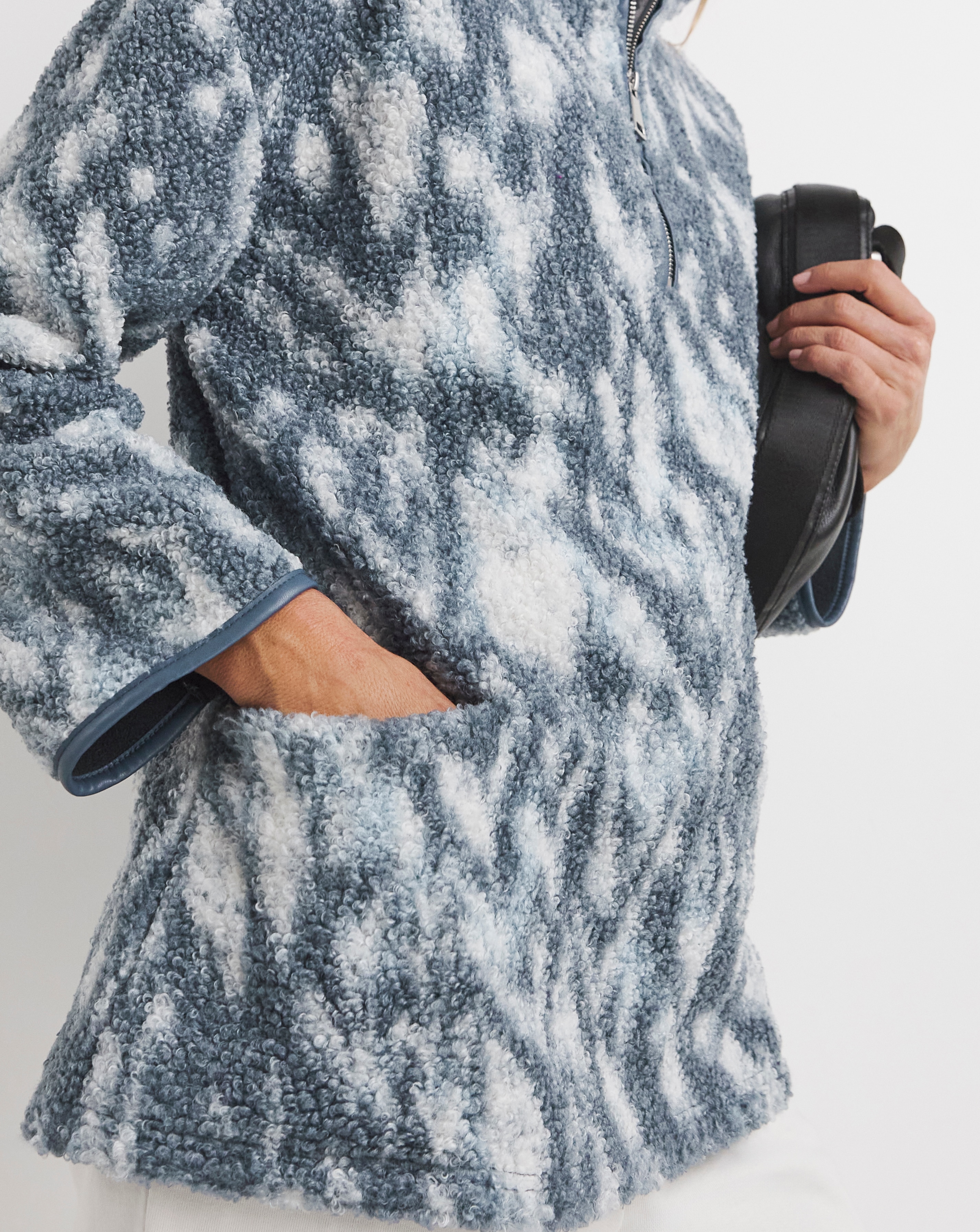 Aztec Borg Longline Quarter Zip Jacket | JD Williams