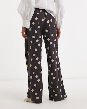 Simply Be Chocolate Spot Print Wide Leg Linen Trouser