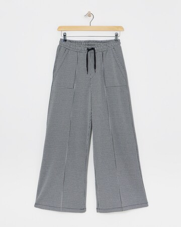 Houndstooth Stretch Ponte Pull On Wide Leg Trouser