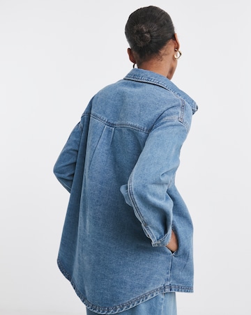 Pure Cotton Mid Blue Denim Shacket