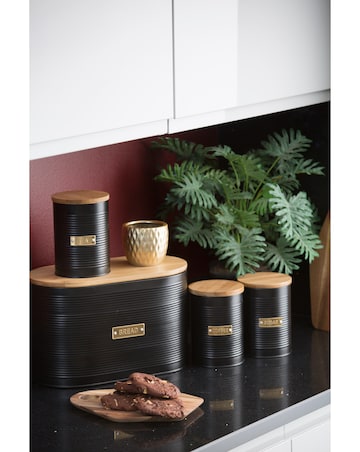 Typhoon Otto 4 Piece Bread Bin and Canister Black Storage Set