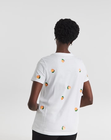 Pure Cotton Embroidered Peach T-Shirt