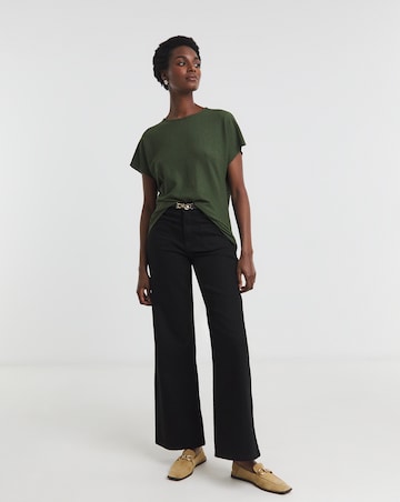 Olive Crew Neck Textured Top