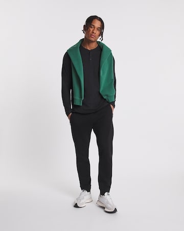 Long Sleeve Grandad T-Shirt Long Length- Black