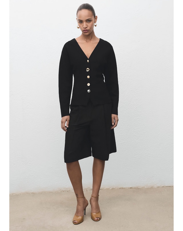 Mango Black Jacket With Interest Button Detail