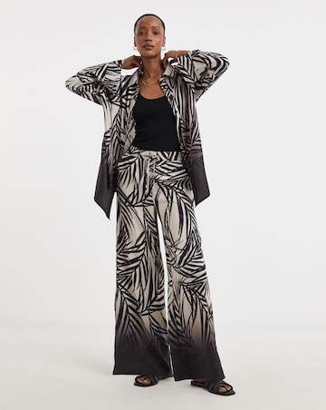 Printed Textured Wide Leg Trousers