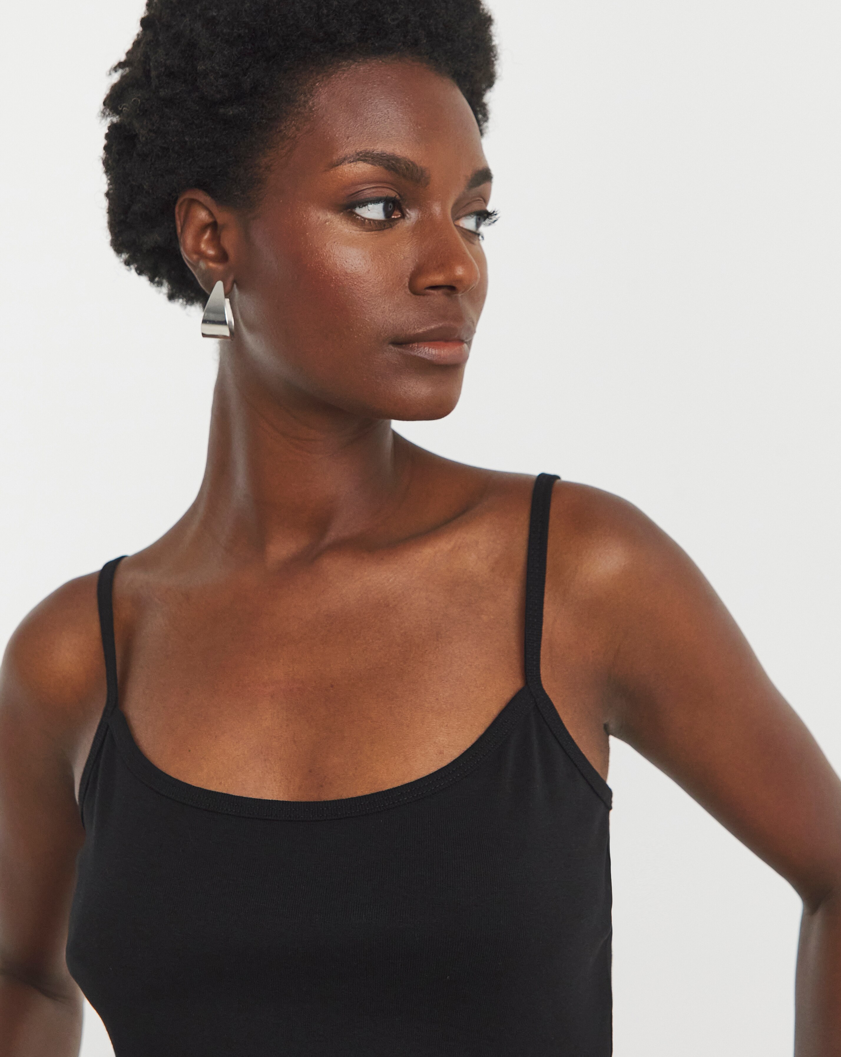 Pure Cotton Black Cami Vest With Adjustable Straps