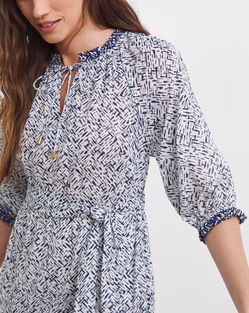 Mixed Print Tiered Hem Waisted Dress