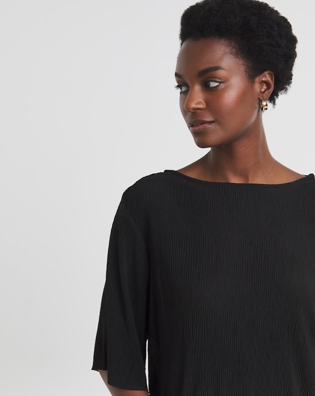 Angel Sleeve Bubble Hem Textured Top