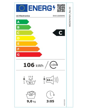 LG X10 RHX1009NMK 9kg Heat Pump Tumble Dryer - Slate Grey
