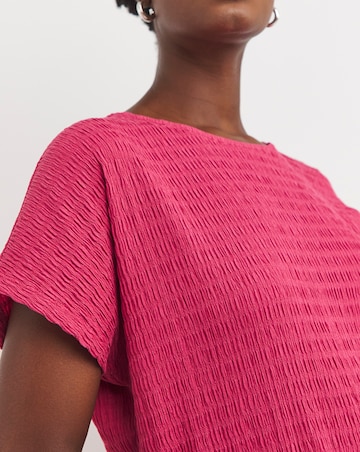 Textured Curved Hem Longline Top