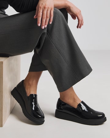 Heavenly Soles Rylee Low Wedge Slipper Cut Plain Loafer - Extra Wide Fit (EEE)