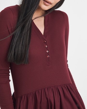 Poplin 2 in 1 Long Sleeve Henley Dress