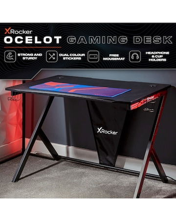 X Rocker Ocelot Gaming Desk & Saturn Junior Gaming Chair Bundle - Blue