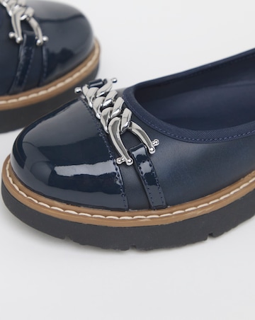 Heavenly Soles Soliel Low Wedge Ballerinas With Snaffle Trim - Wide Fit (E)