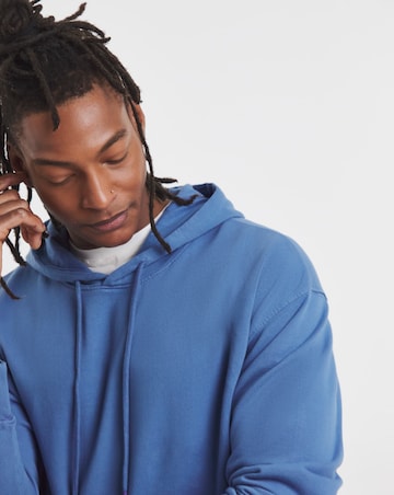 Garment Dyed Relax Fit Overhead Hoodie- Blue