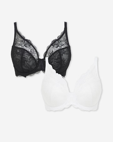 Pretty Secrets (2 Pack) New Ella Full Cup Wired Bras (C-J) Black/White