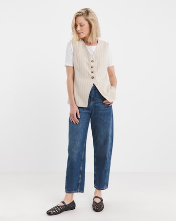 Stripe Linen Mix Longline Waistcoat