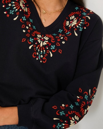 FatFace Embroidered V Neck Jumper