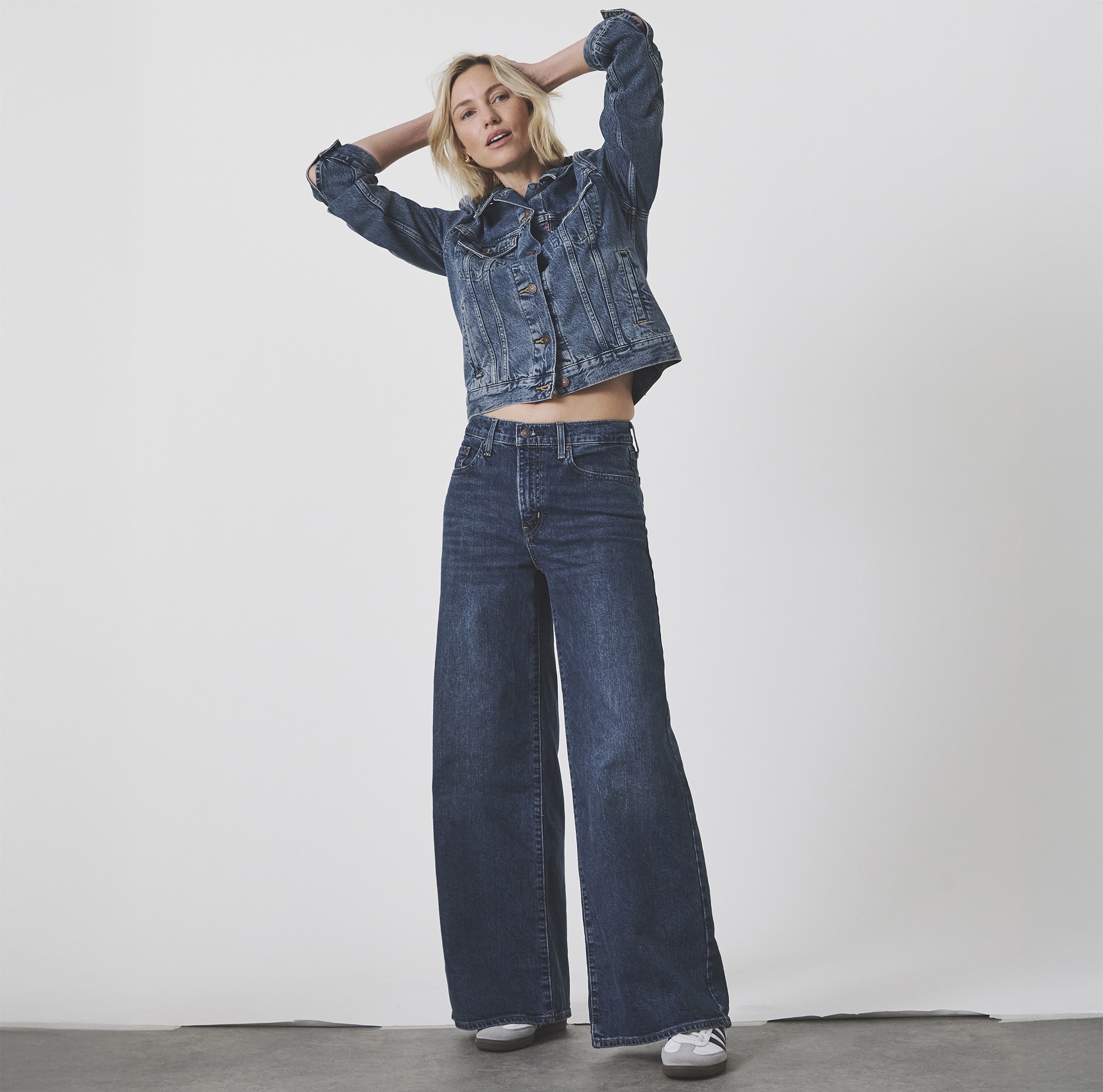 A lady wearing Levi's clothing.