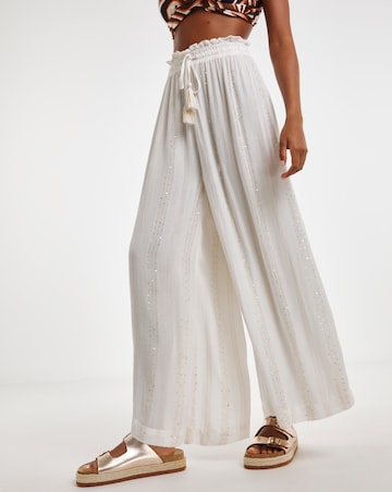 Beach to Beach Wide Leg Lurex Beach Trousers