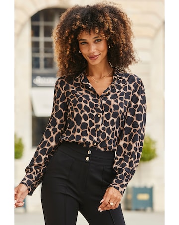 Sosandar Moroccan Tile Print Blouson Sleeve Shirt