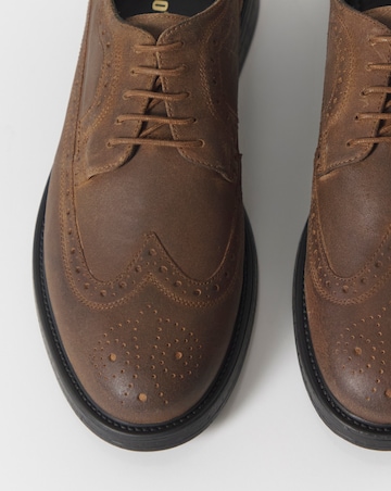 Brown Suede Brogue Smart Shoe Wide Fit