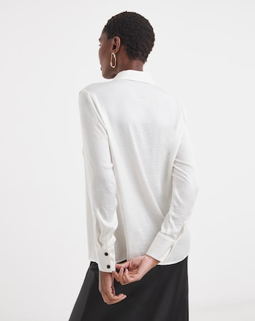 Contrast Tie Hammered Satin Tux Shirt