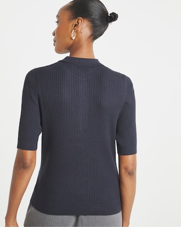 Ribbed Henley Collared Jumper