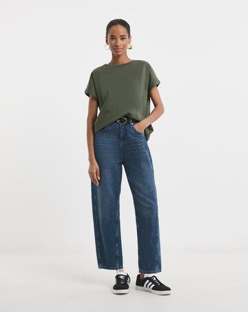 Pure Cotton Olive Button Shoulder T-Shirt