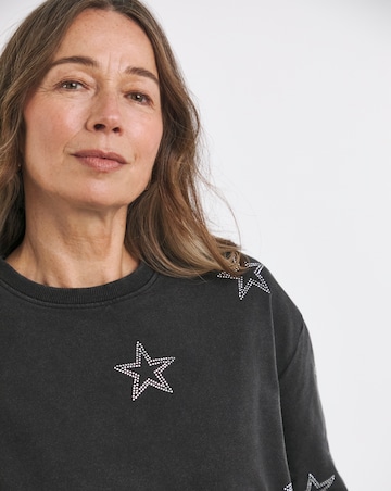 Navy Diamante Star Sweatshirt