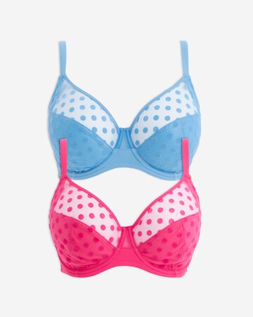 Pretty Secrets 2 Pack Hannah Everyday Spot Mesh Full Cup Bras B-G - Cerise/Blue
