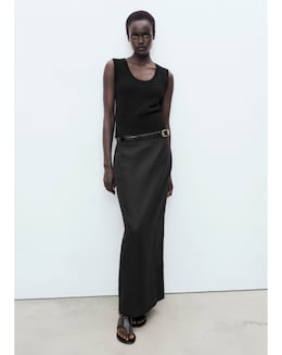 Mango Midi Satin Skirt