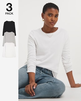 Pure Cotton 3 Pack The Crew Neck Pack LS