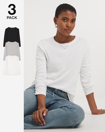 Pure Cotton 3 Pack The Crew Neck Pack LS