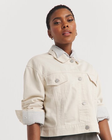 Ecru Cropped Denim Jacket