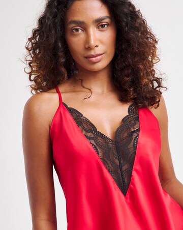 Ann Summers Adoration Satin and Lace Cami Set Red/Black