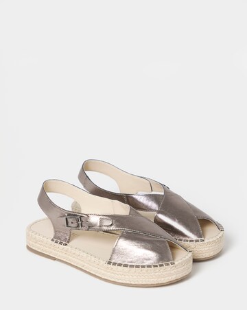 York Peep Toe Leather Espadrille Sandals - Wide Fit (E)