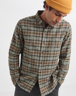 Cotton Rich Flannel Check Shirt Regular