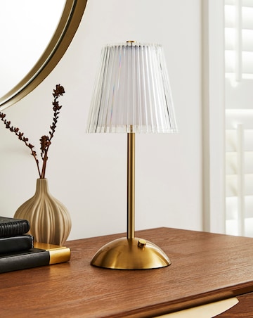 Liora Textured Glass Wireless Rechargeable Table Lamp