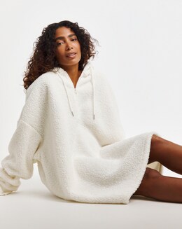 Supersoft Borg Oversized Hooded Lounge Dress