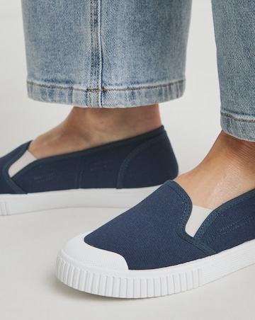 Simply Be Dalton Slip On Plimsole Trainers - Wide Fit (E)