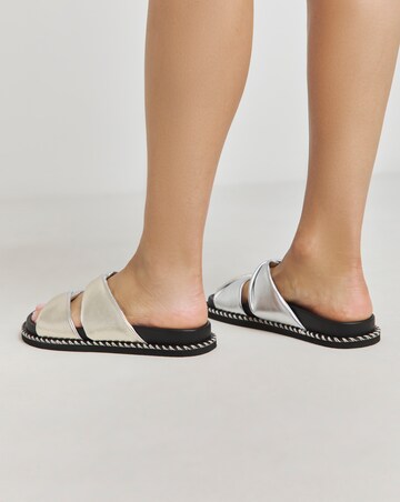 Simply Be Mica Soft Twist Leather Footbed Sandals - Wide Fit (E)