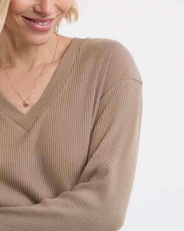 Soft Touch Ribbed V-Neck Longline Top