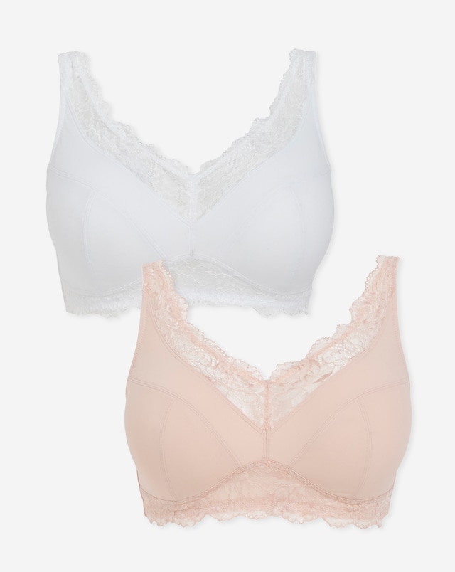 Pretty Secrets (2 Pack) New Ella Full Cup Non Wired Bras (B-G) Blush/White