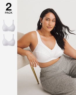 Pretty Secrets (2 Pack) Sally Minimiser Non Wired Bras (C-L) White/White