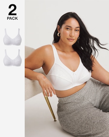 Pretty Secrets (2 Pack) Sally Minimiser Non Wired Bras (C-L) White/White